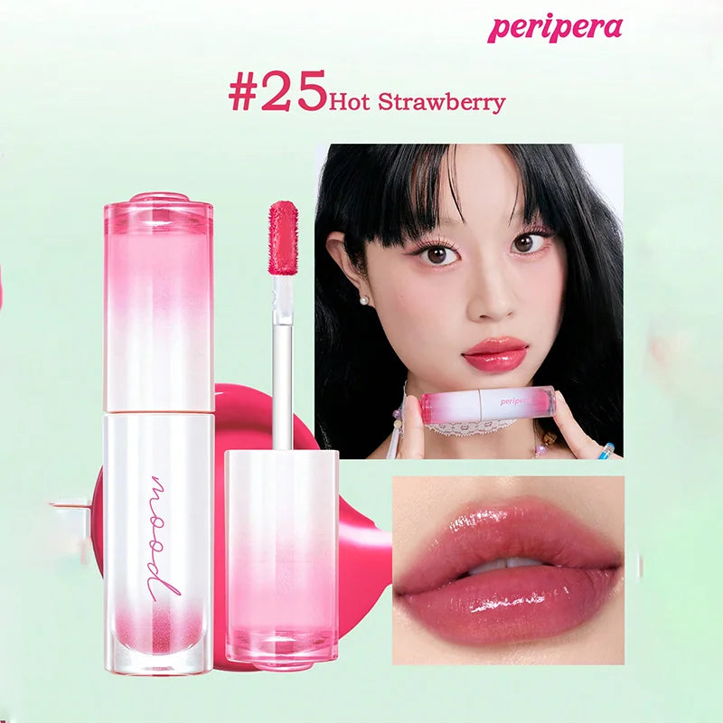 K-Beauty Glass Lip Gloss Tint,Watery Shine, 16H Moisture, Non-Sticky & Mask Friendly,Natural Plump Look
