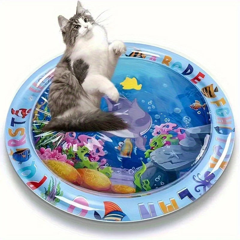 Thickened Large Square Scratch-Resistant Pet Inflatable Water Bed Toy, Pet Interaction Cooling, water spraying, and ice cooling