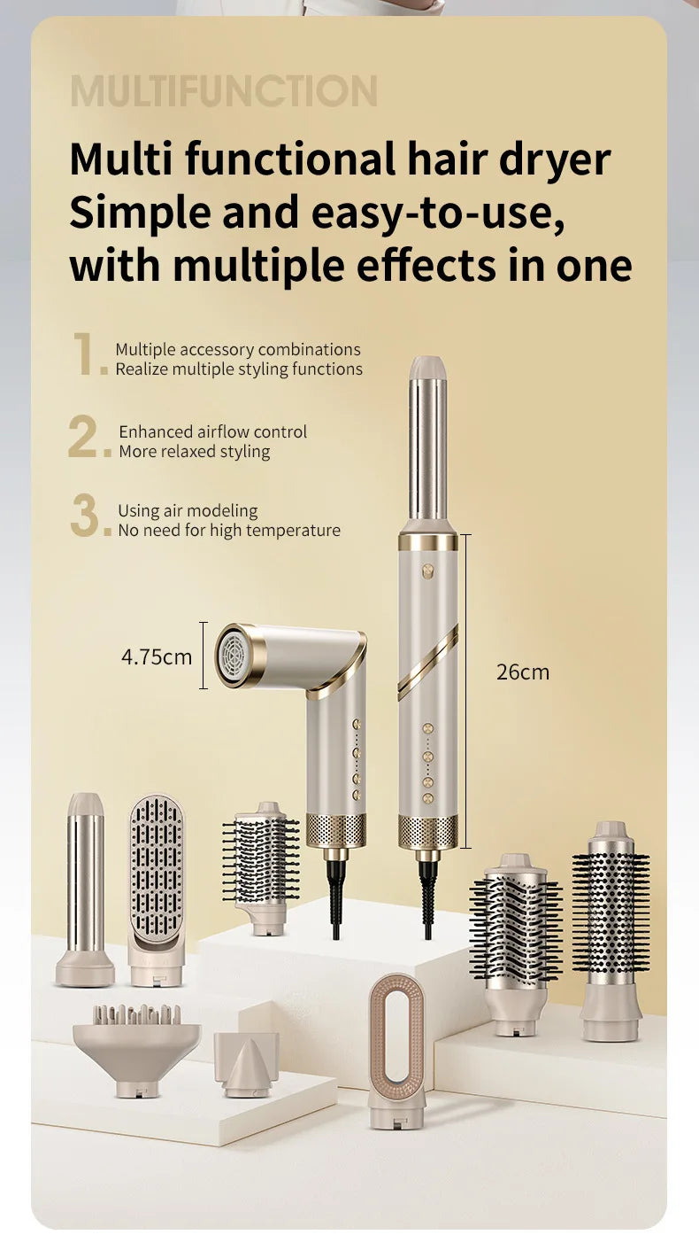 9 in 1 Hair Dryer Hot Comb Set Professional Curling Iron Hair Straightener Styling Tool For Professional Hair Dryer Household