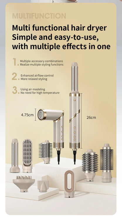 9 in 1 Hair Dryer Hot Comb Set Professional Curling Iron Hair Straightener Styling Tool For Professional Hair Dryer Household