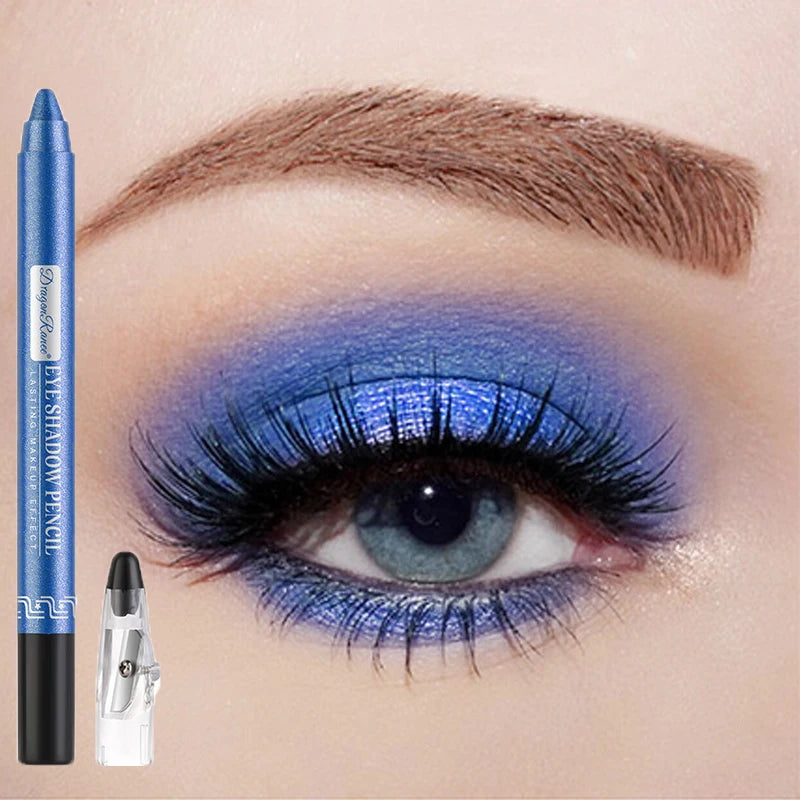 Metallic Blue Pearlescent Eyeshadow Pencil Stick Lasting Waterproof Smoky Glitter Grey White Purple Eye Shadow Highlighter Pen
