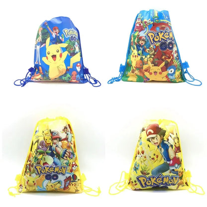 12/24 Pokemon Pikachu Non-woven Fabric Backpack Pattern Gift Bag Non-woven Fabrics Shopping Bag Theme Party Drawstring Backpack