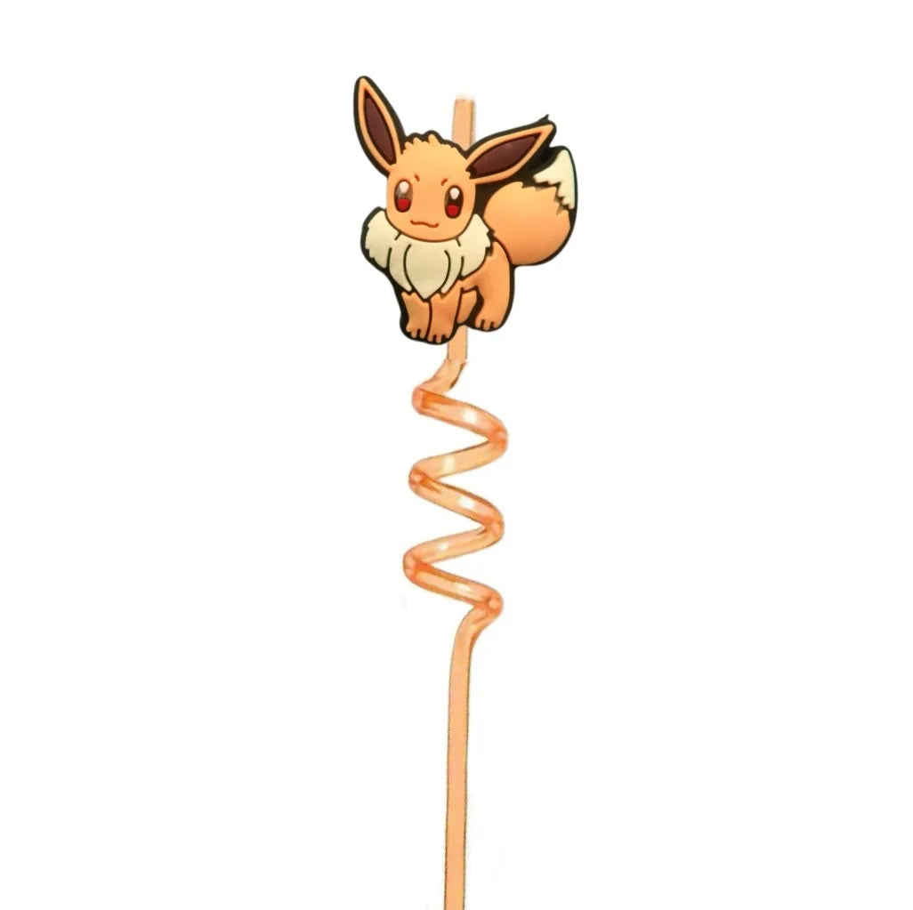 FUNISM Pikachu series cartoon creative spiral straws decorate party reusable colorful straws