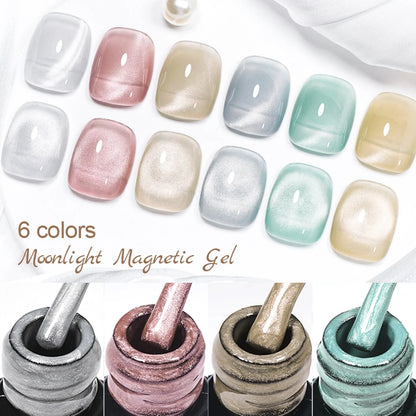 MEET ACROSS 6PCS/SET Cat Magnetic Gel Polish With Magnetic Stick And Box For Nails Semi Permanent Nail Art Gel Varnish Manicure