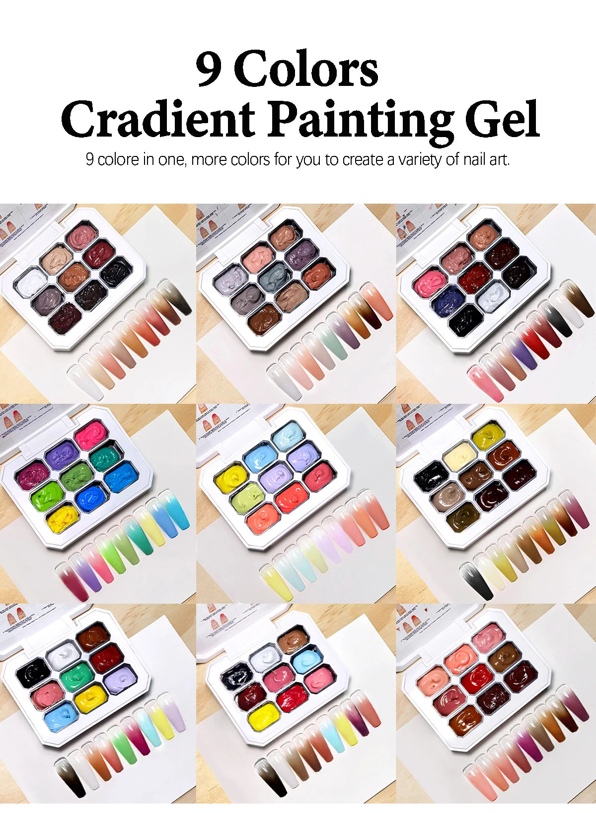 LIMEGIRL 7in1 Nail Gradient Painting Gel Long-lasting Nail Gel Polish Hybrid Color Nail Art Design High Texture Gradient Gel