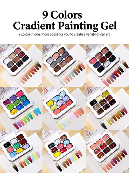 LIMEGIRL 7in1 Nail Gradient Painting Gel Long-lasting Nail Gel Polish Hybrid Color Nail Art Design High Texture Gradient Gel