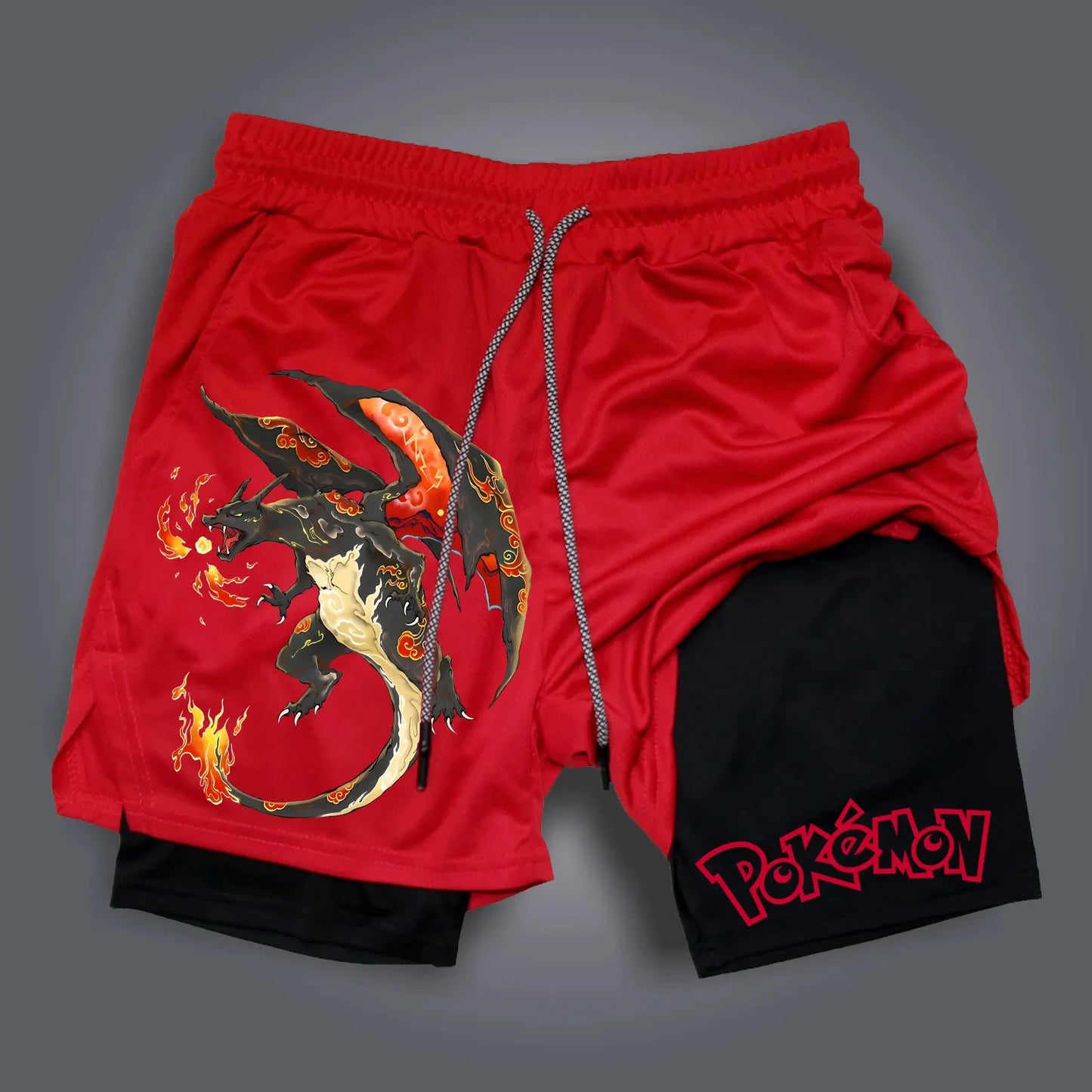 2025 Pokémon Japanese Anime Game Merchandise Double Shorts Latest Men Trend Breathable Sports Five-point Shorts