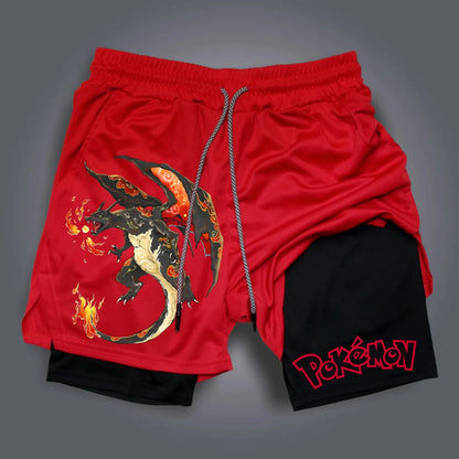2025 Pokémon Japanese Anime Game Merchandise Double Shorts Latest Men Trend Breathable Sports Five-point Shorts