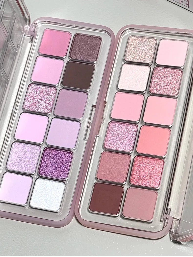 12 Colors Shimmer Matte Eyeshadow Palette Nude Rose Pink Glitter Pigment Eye Shadow Lasting Waterproof Make Up Palette Cosmetics