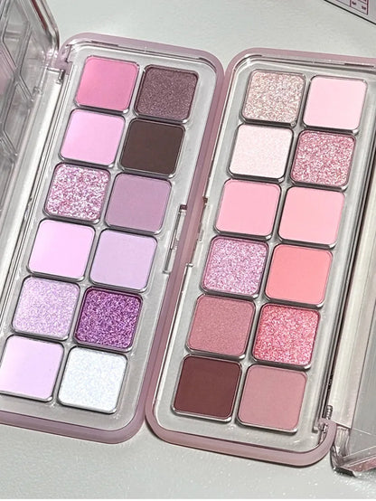 12 Colors Shimmer Matte Eyeshadow Palette Nude Rose Pink Glitter Pigment Eye Shadow Lasting Waterproof Make Up Palette Cosmetics