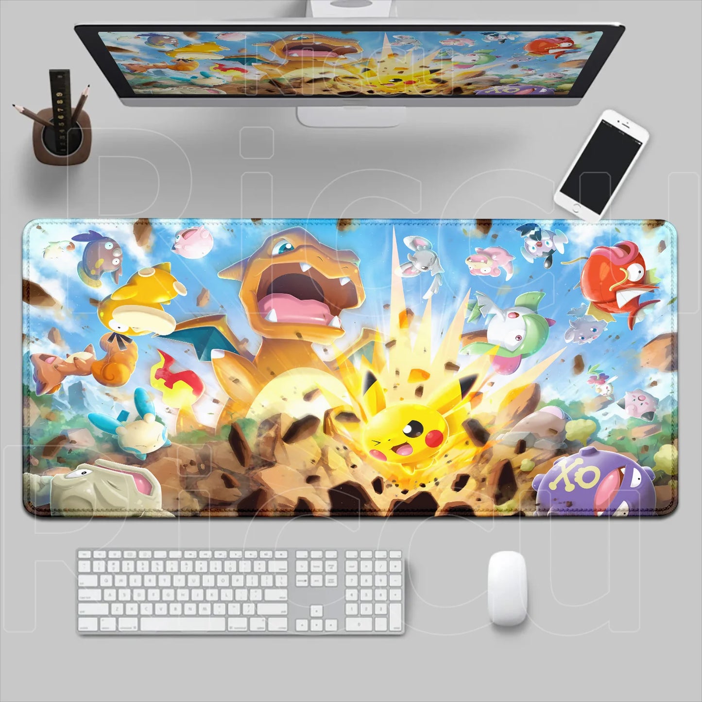 HD 900x400 Rubber Large PC Mousepad Gaming Mouse Pad Accessories Pikachu Slowpoke XXL Desk Keyboard Mat Computer Laptop Mausepad
