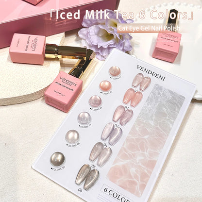 Vendeeni 6 Colors Crystal Cat Eye Gel Nail Polish Set Semi Permanent Sparkling Magnetic UV LED Soak Off Gel Varnish With Display
