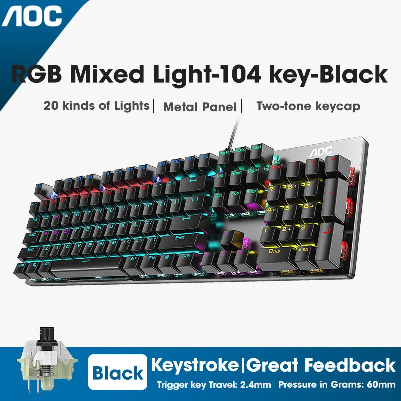 GK410 Professional Mechanical Keyboard: Metal Panel & RGB Backlit Gaming Edition