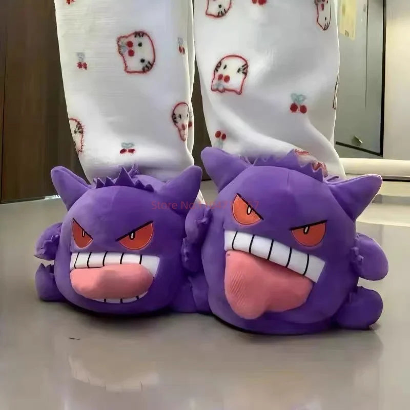 Pokemon Gengar Slippers Funny Tongue Out Design Soft Sole Cute Cozy Winter Warm Indoor Couple Home Wacky Slippers Toy Gifts