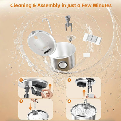 Stainless Steel Pets Water Fountain 108oz 🐱💧