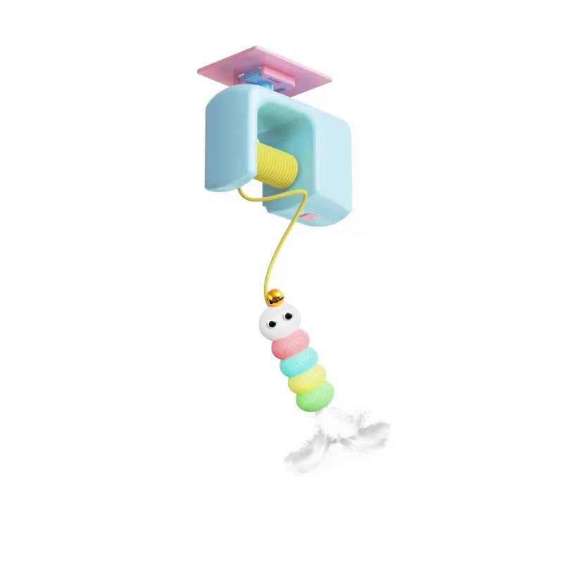 Hanging door-style cat toy self-play boredom relief toy swing hanging elastic feather bell teaser wand cat teasing toy