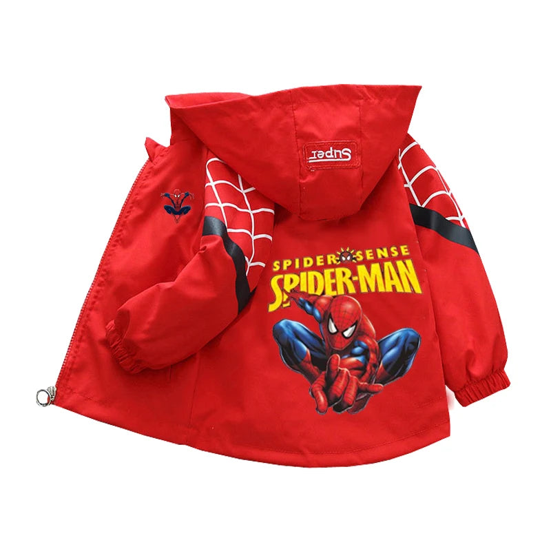 Boys Spiderman Hooded Jackets 1-10 Years Girls Spring Autumn Stitch Print Sports Coats Children Cartoon Outerwear Kids Clothes