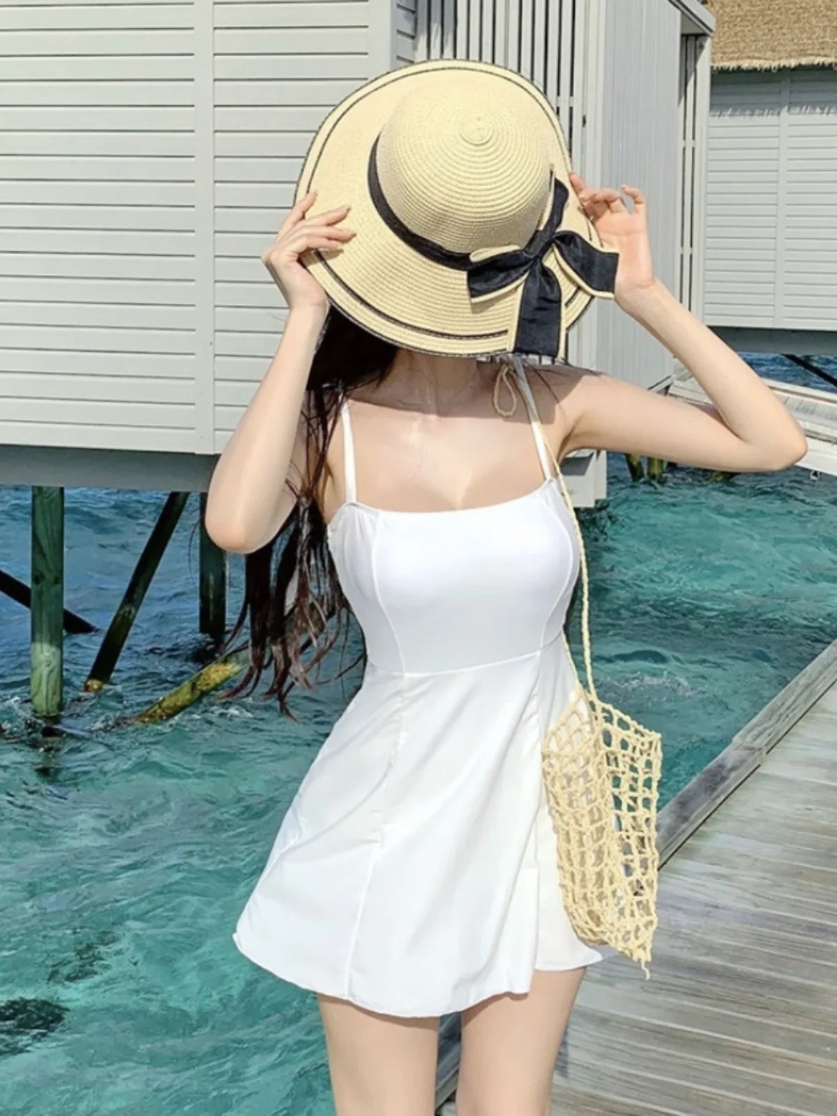 New Women's One-Piece Swimsuit Conservative Cover-Up Thermal Spring Bathing Suit Strapl Sensual Skirt Sle Swimming Costume
