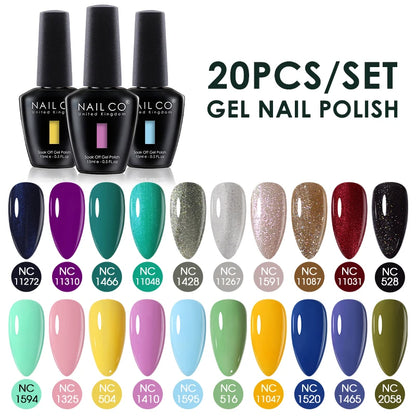 NAILCO 15ml Gel Nail Polish Set 30pcs/Lot Gel Polish Nail Soak Off UV LED Semi-Permanent Varnishes Nail Art Salon Free Shipping