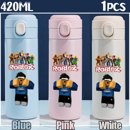 Roblox Anime Water Bottle DynaBlocks 304 Stainless Steel Thermos Cup 420ML Gourde Game Straight Drinking Cup Holiday Gifts