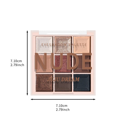 JUJU DREAM 9-Color Eyeshadow Palette, Matte & Shimmer Finish, Soft Milk Tea Tones, Compact & Easy for Daily Student Makeup