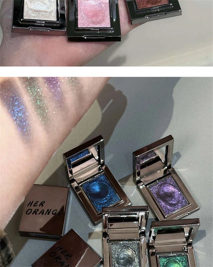 Metallic Glitter Eyeshadow Cream Sparkling Mousse Shimmer Highlighter Pressed Pigments Punk Purple Pearlescent Eyeshadow Palette