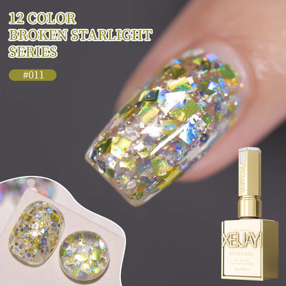 2025 new popular 12-color glittering diamond sequins nail gel, high saturation gloss long-lasting for nail art DIY