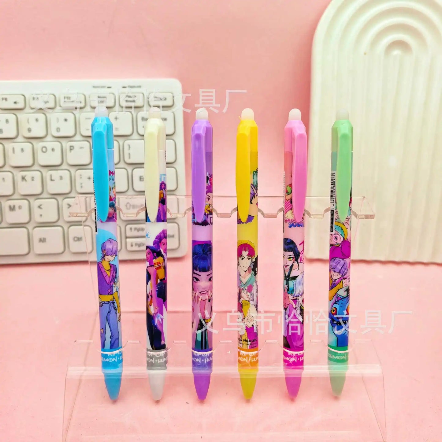 NEW Anime Girls  0.5mm Erasable Gel Pen - Refillable & Retractable Black Ink Friction Pen for School Office Supplies