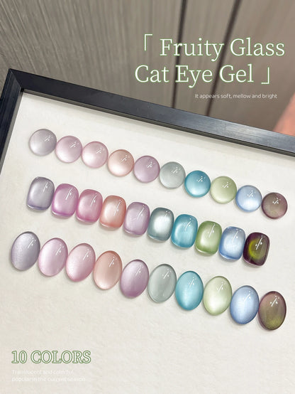 10pcs Glass cat eye nail polish gel Set 2025 new style Blue Pink cat eye nail art suitable for women's nail salon