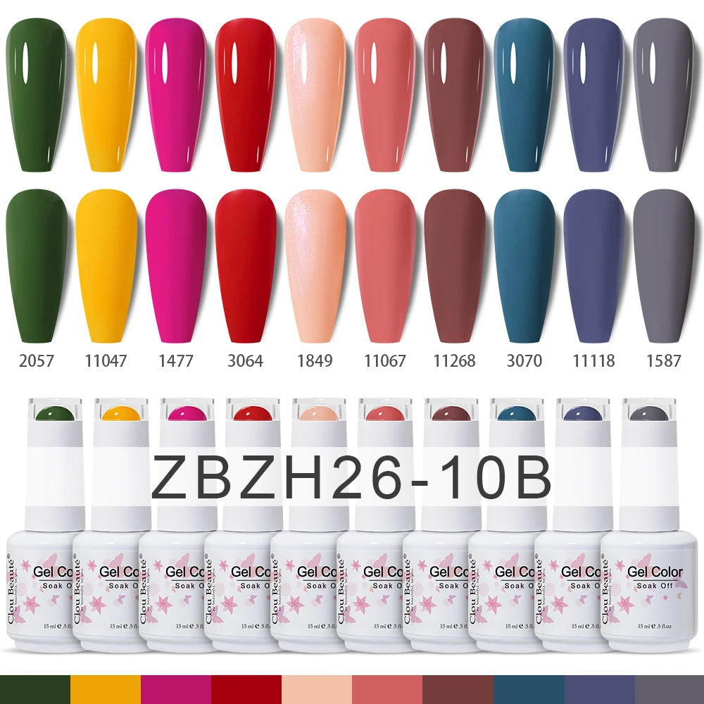 Clou Beaute 10/12/20/24pcs Gel Nail Polish Set Color 15ml White Glass Bottle Nail Art Kit Semi Permanent Gellack Nail Varnish