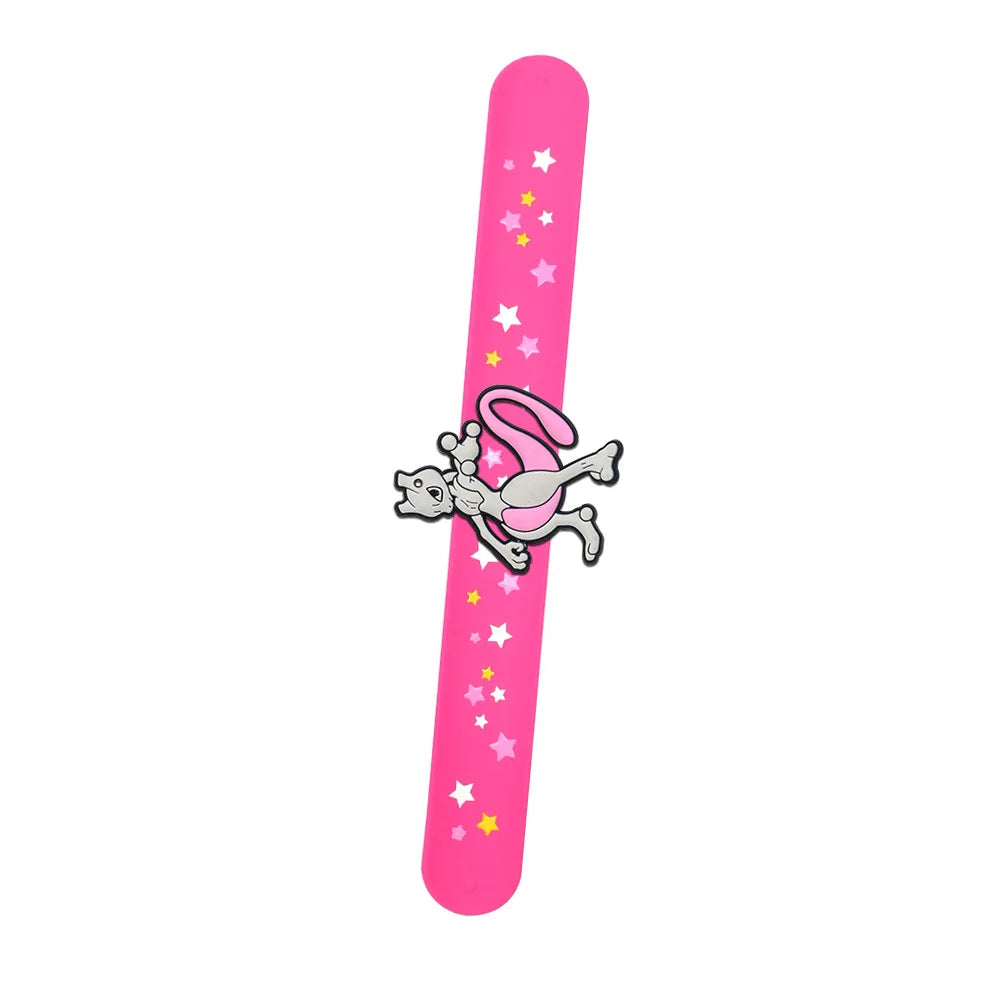 PVC Pokemon Slap Bracelet Kids Pikachu Birthday Decoration Anime Wristband Child Slap Band Puzzle Toy Boys Girls Birthday Party