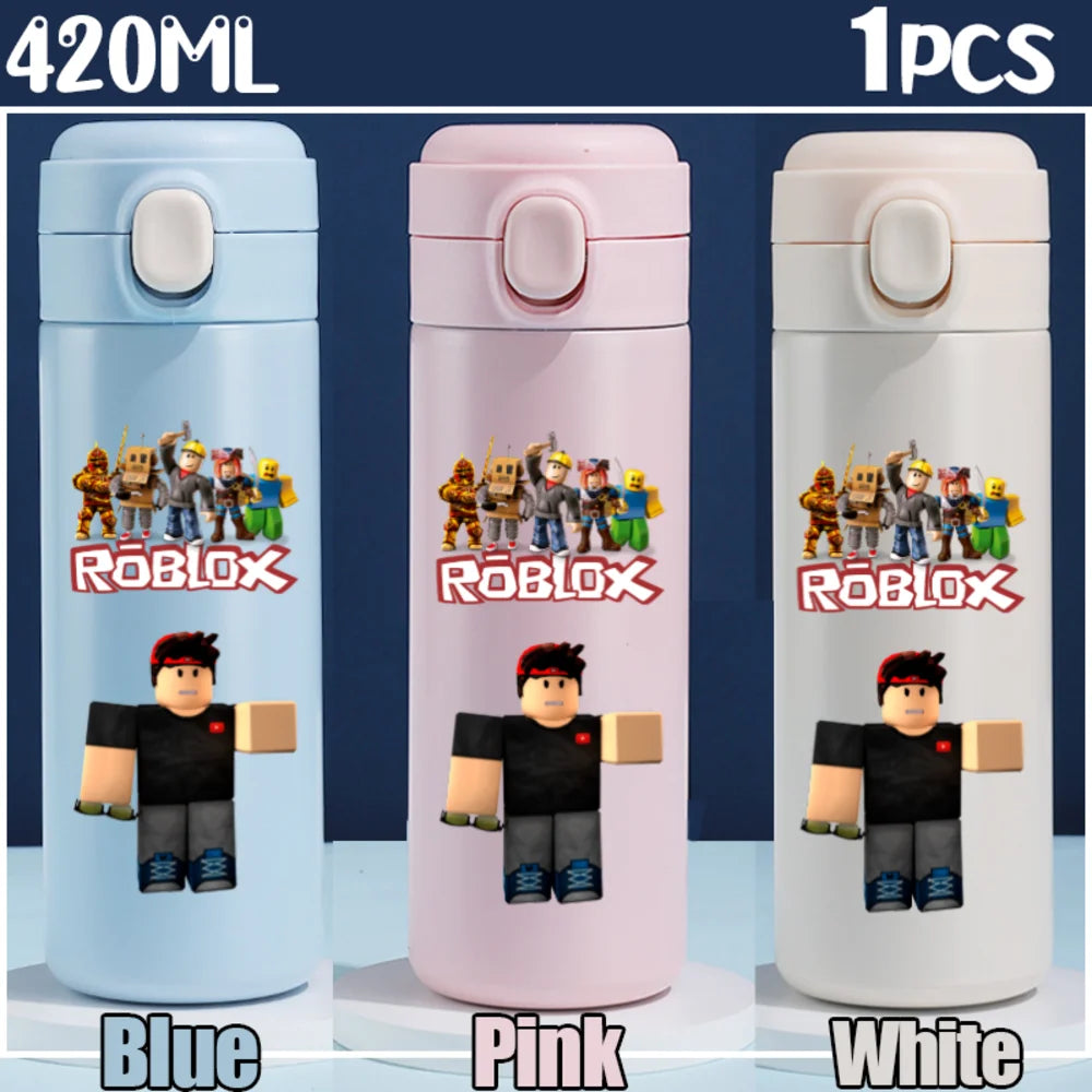 Roblox Anime Water Bottle DynaBlocks 304 Stainless Steel Thermos Cup 420ML Gourde Game Straight Drinking Cup Holiday Gifts