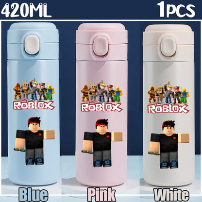 Roblox Anime Water Bottle DynaBlocks 304 Stainless Steel Thermos Cup 420ML Gourde Game Straight Drinking Cup Holiday Gifts