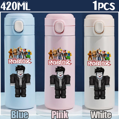 Roblox Anime Water Bottle DynaBlocks 304 Stainless Steel Thermos Cup 420ML Gourde Game Straight Drinking Cup Holiday Gifts