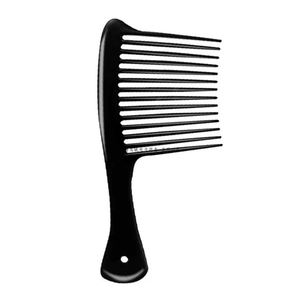 5PCS Black Large Wide Tooth Comb with Hook Handle Hair Loss Reduction Detangling Styling Brush for Salon Dyeing Haircare Tools