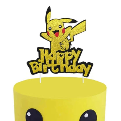 Pokemon Happy Birthday Acrylic Cake Topper Party Decoration Pikachu Cake Decor Flag Baby Shower Baking DIY Supplies Kids Favors