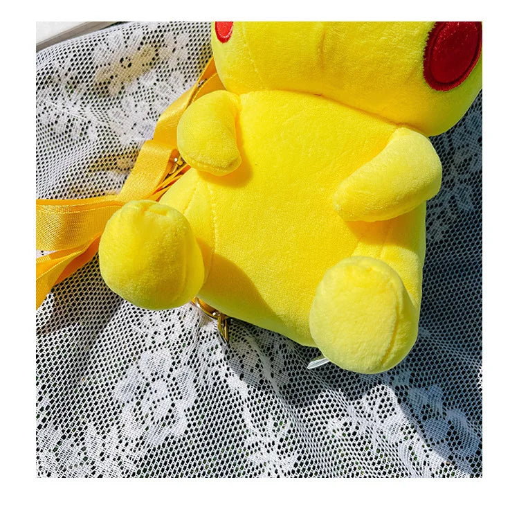 30cm Pokemon Fashion Japanese Anime Fun Cartoon Small Bag Pikachu Plush Doll Backpack Girl Cute Pikachu Plush Backpack