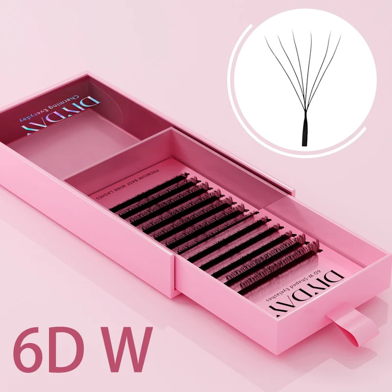 DIYDAY W Shaped Eyelash Extension Premade 3d 4d 5d 6d 7d 8d Mink Faux Lashes BASF PBT Natural Look False Eyelashes