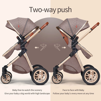 All-in-One Luxury Stroller: Versatile 3-in-1 High Landscape Pram with Reversible Seat Mode