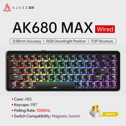 AJAZZ AK680 MAX/V2 Mechanical Keyboard HE Hall Effect Switch 60% 8k/1K RGB Wired/Wireless Gaming Rapid Trigger Magnetic Keyboard
