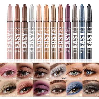 Pearlescent Matte Eyeshadow Pencil Waterproof Smoky Glitter Highlighter Pen Black Brown Makeup Tool Creamy Smooth