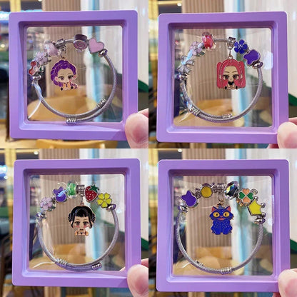 Hot 4Pcs Cartoon Anime Bracelet Set, High-Value Exquisite Bangles Ideal Children's Day Gift for Boys Girls Kids