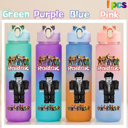 Roblox Anime Cartoon Straw Drink Bottle 750ml Gradient Color Water Cup Game Student Daily Necessities Gourde Boy Holiday Gift