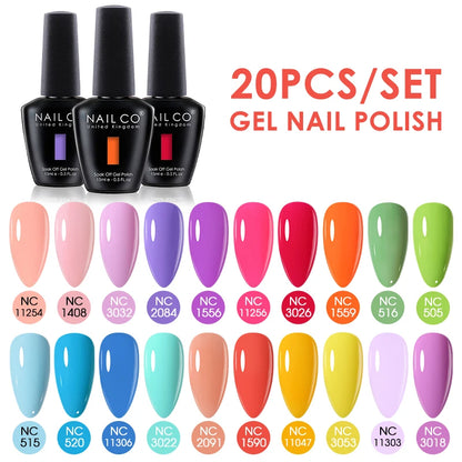 NAILCO 15ml 30/20/10pcs/Set UV Gel Nail Polish Semi Permanent Esmalte Vernis LED Gel Varnish Soak Off Nail Art All For Manicure