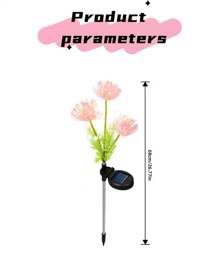 2PC solar powered shore flower ground plug-in lamp, outdoor waterproof, beautiful flower decoration, 1PCourtyard lawn decoration