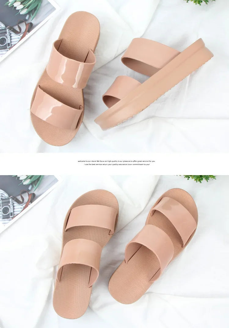 Korean Style Summer Roma Sandals With Thick Bottom And Soft Sole Simple Mom Shoes Jelly Beach Slippers Casual Women's Shoes