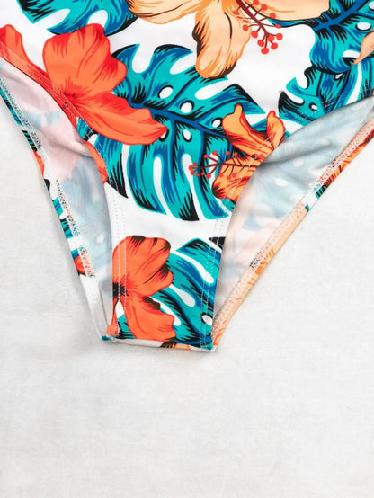 Three Pieces Bikini Set Cover Up Women 2023 New Push Up Twist Swimsuit Print Long Sleeve Swimwear Biquini Bathing Suit Summer