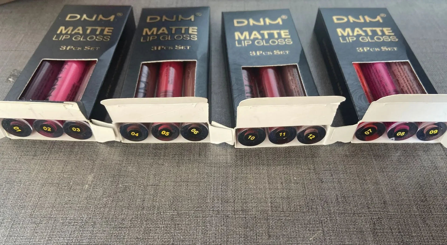 3 Colors/set Matte Velvet Lip Gloss Non-Stick Cup Waterproof Long-lasting Liquid Lipstick Cosmetic Keep 24 Hours Fashion Makeup