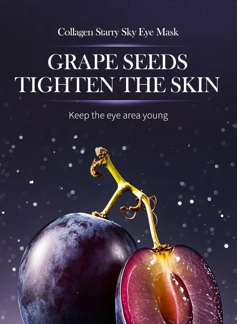 SADOER Starry Grape Collagen Eye Mask: 60pcs Anti-Dark Circle & Deep Hydration Patches