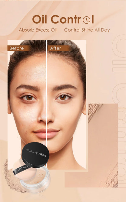 Focallure Face Loose Powder 3 Colors Ultra-Light Perfect Finishing Makeup Powder Waterproof Translucent Setting Powder Cosmetic